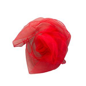 Vintage Sheer Square Scarf Lightweight Neck Hair Wrap Bandana See Through Red